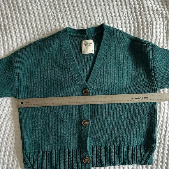Abercrombie & Fitch Women's Teal Chenille Knit Cardigan Sweater size small - Picture 5 of 7